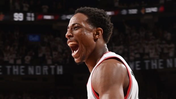 DeMar DeRozan scored a career-high 43 points to lead the Raptors to victory over the Celtics