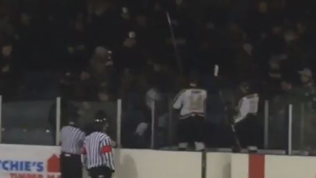 A massive fight broke out during a NBJHL Hockey game.