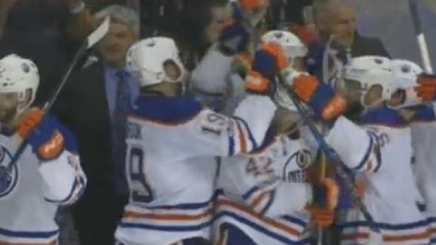 The Edmonton Oilers were covered in popcorn after sealing their series against the Sharks.