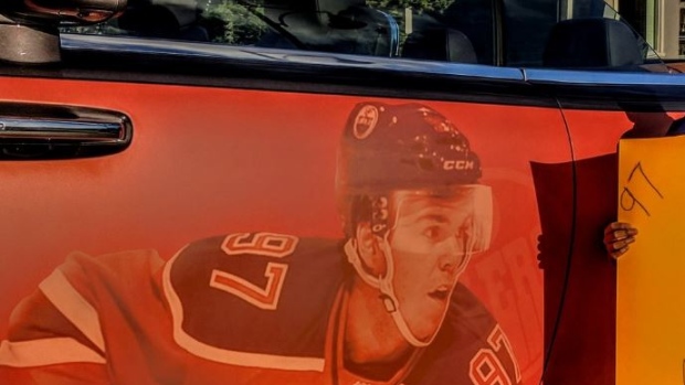 Connor McDavid can be seen on the side of this luxurious Rolls-Royce