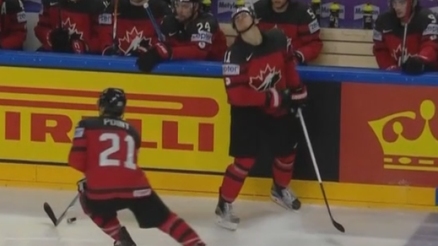 Travis Konecny clearly embellished a high sticking penalty during the gold medal game at the Worlds.