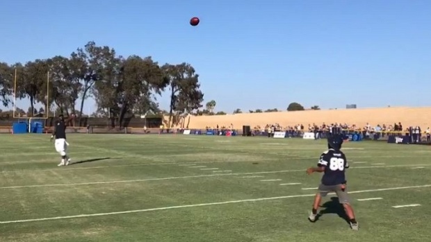 Dez Bryant plays catch with young Cowboys fan