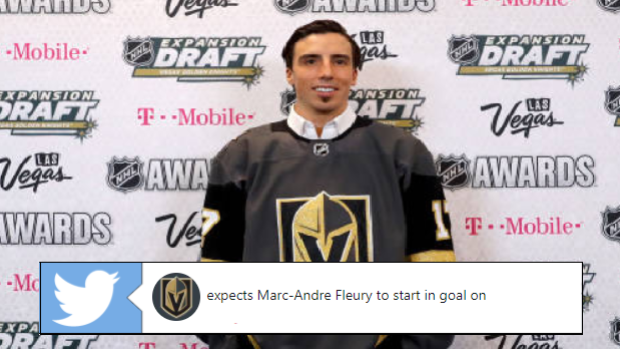 Marc-Andre Fleury at the 2017 NHL Expansion Draft.