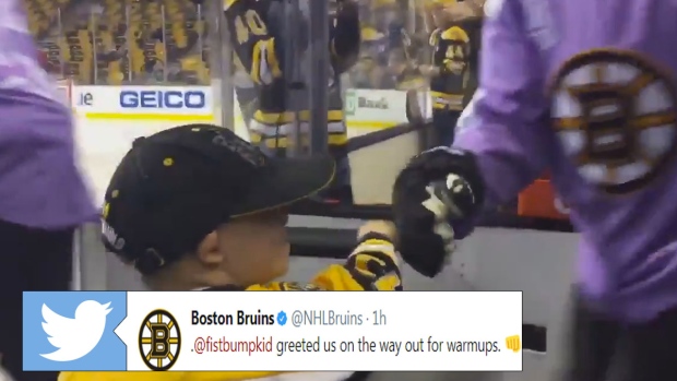 Boston Bruins fist bump kid