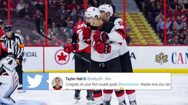 Taylor Hall and Nico Hischier