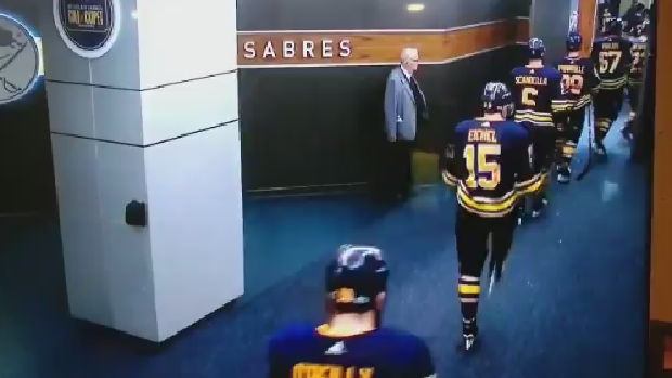 Jack Eichel snapped his twig in half after Buffalo's 3-2 loss to San Jose.