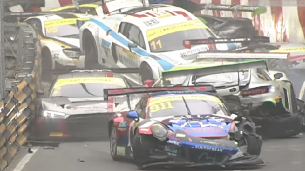 A massive pileup took place at the 2017 FIA GT World Cup at Macau Qualification Race. 