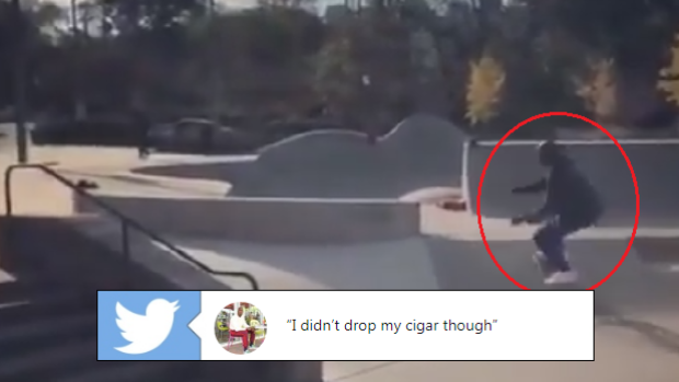 Chad Johnson Wipes out after giving a crack at skateboarding.