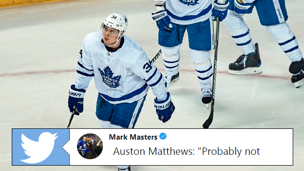 Auston Matthews after scoring the Toronto Maple Leafs' game winning goal.