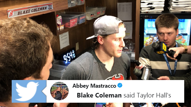 Blake Coleman following the New Jersey Devils' 4-3 win over the New York Islanders.