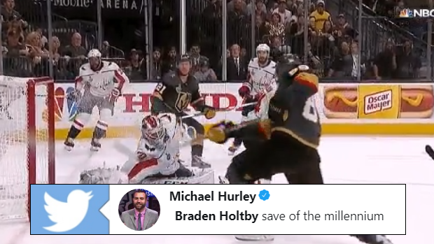 Braden Holtby makes one of the saves of the playoffs.