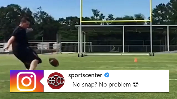Field goal kicker somehow drills ridiculous kick while displaying ...