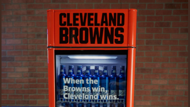 Browns beer fridge