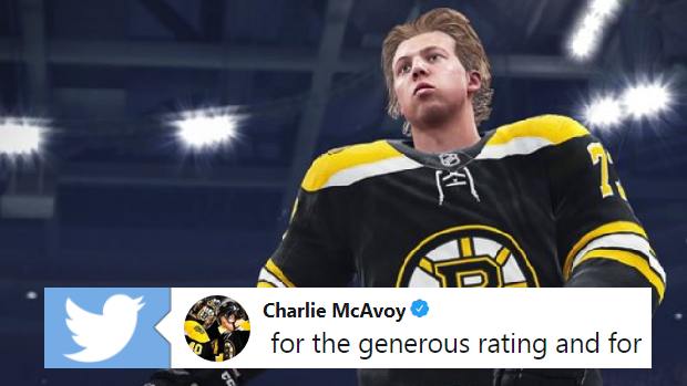 Charlie McAvoy's NHL 19 character.