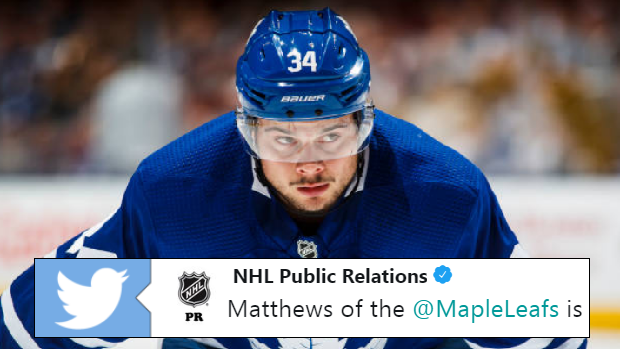 Auston Matthews of the Toronto Maple Leafs.