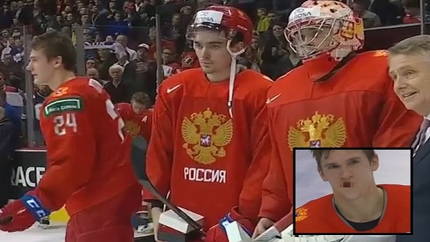 Russian captain Klim Kostin tosses helmet in disgust and makes it clear he  wants no part in ceremony - Article - Bardown