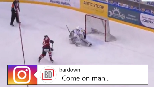 An infuriating breakaway takes place during a Finnish League game.