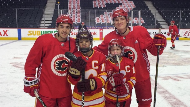 Jarome Iginla’s kids joined the Flames on their morning skate before ...