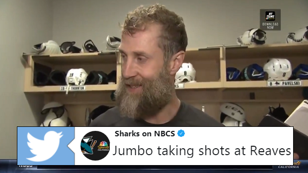 Joe Thornton takes a shot at Ryan Reaves after his fight with Evander Kane.
