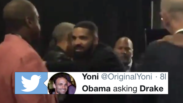 Barack Obama had a funny interaction with Drake at Game 2 of the NBA