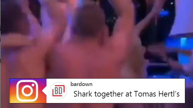 San Jose Sharks players dance to 'Baby Shark' together at Tomas Hertl's wedding.