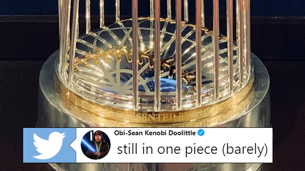 A popular photo-op, but World Series trophy lacks aura of its