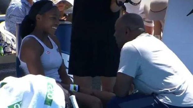 Coco Gauff and dad exchange