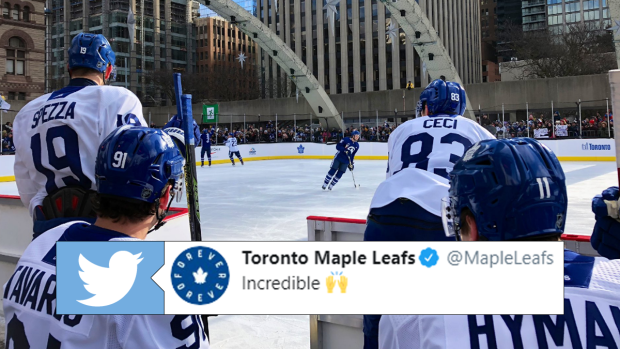 The Maple Leafs will be practicing outdoors in Toronto and you can