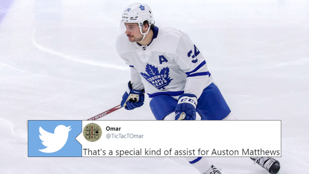 In viral GIF, Auston Matthews checks back of player's jersey to figure out  who's chirping him