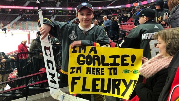 Former Penguins goaltender Marc-Andre Fleury welcomed back to Vegas by  adoring fans