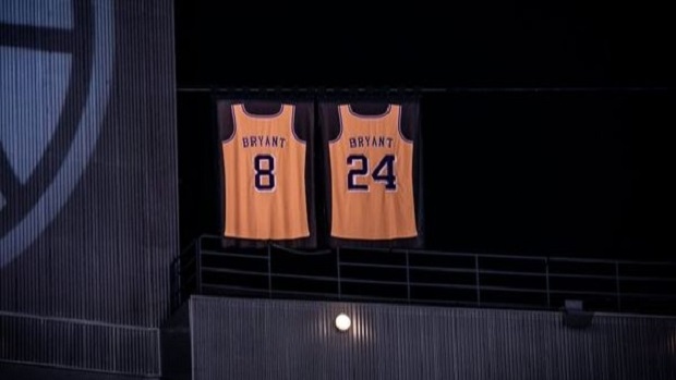 Clippers leave Kobe Bryant's retired Lakers jerseys uncovered at Staples  Center