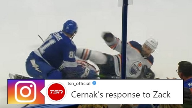 Zack Kassian actually kicks Eric Cernak during a game.