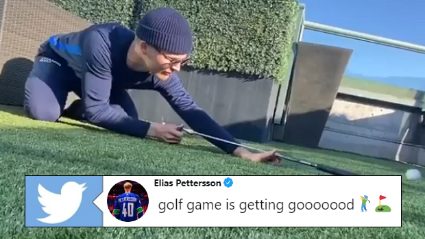 Elias Pettersson has taken to golf trick shots during the