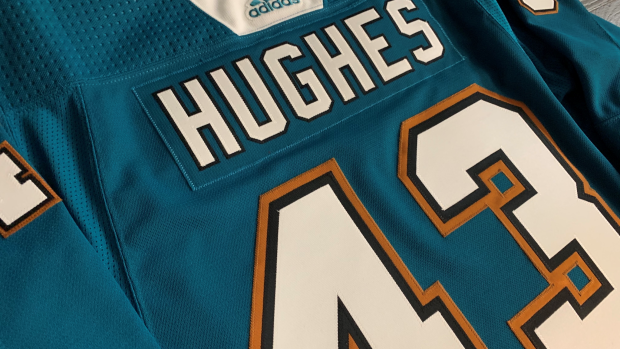 themes for custom Quinn Hughes jersey 
