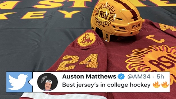 Auston Matthews helps ASU hockey show off new uniforms