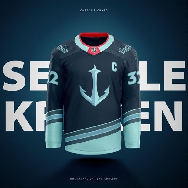 Hockey fans are going to love this beautiful Seattle Kraken third jersey concept - Article - Bardown