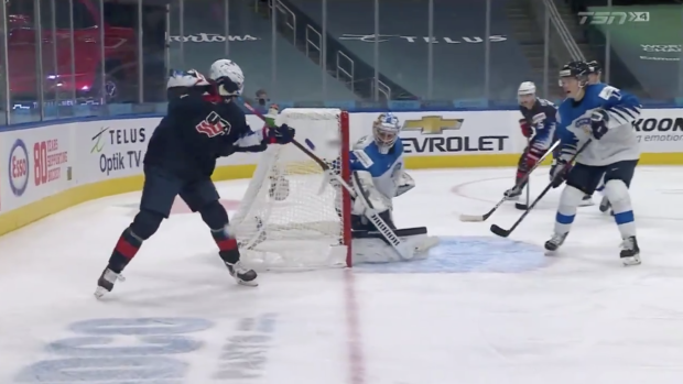Trevor Zegras attempted the Michigan against Finland in the semifinals 