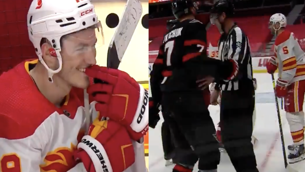 Matthew Tkachuk is well aware that younger brother Brady would rag doll him  if they ever dropped the mitts. 😂 🎥:…