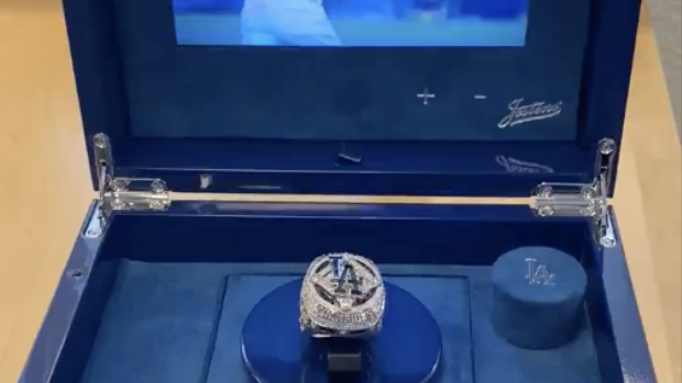 The Dodgers' World Series rings came in a highlight reel box