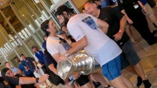 Pat Maroon with the Stanley Cup