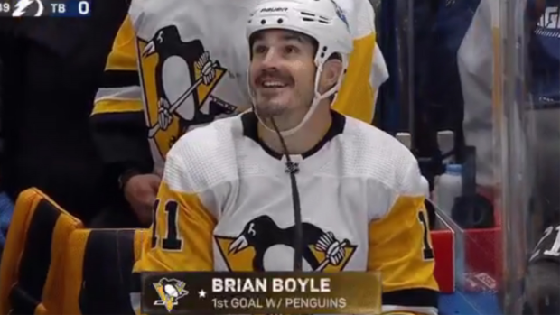 Brian Boyle after scoring his 1st goal as a Penguin