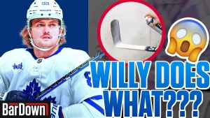 Nylander shows how he spray paints his own stick