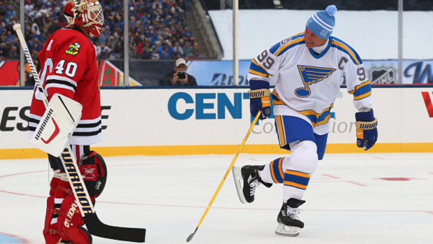 Wayne Gretzky of the St. Louis Blues skates against the Toronto Maple