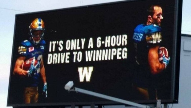 Winnipeg Blue Bombers billboard