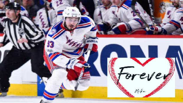 Mika Zibanejad working on his one-timer. The Rangers' forward had
