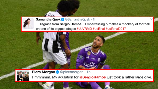 Derive Ovenstående loyalitet The sports world absolutely ripped Ramos apart for ridiculous dive that got  Juventus player sent off - Article - Bardown
