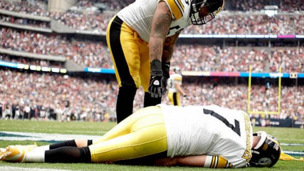 An injured Ben Roethlisberger during a 2011 game against the Houston Texans.