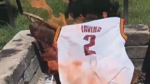 Kyrie Irving jersey burning