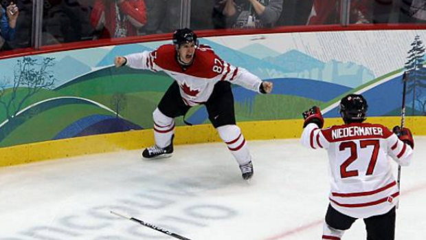 Sidney Crosby scores the 'Golden Goal' for Canada at the 2010 Vancouver Winter Olympic Games.