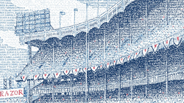 Artist creates drawing of Yankee Stadium using the names of every